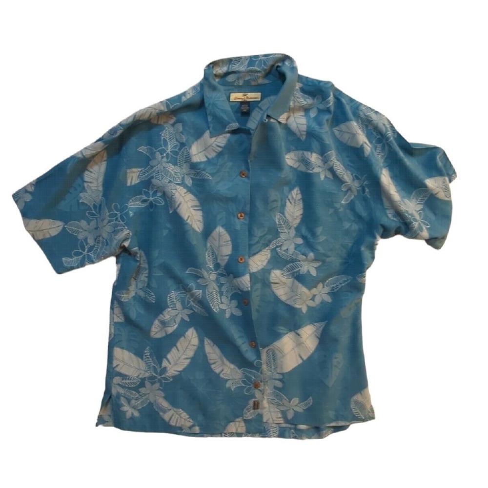 Tommy Bahama  silk short sleeve button‎ shirt men tropical flowers palm leaves